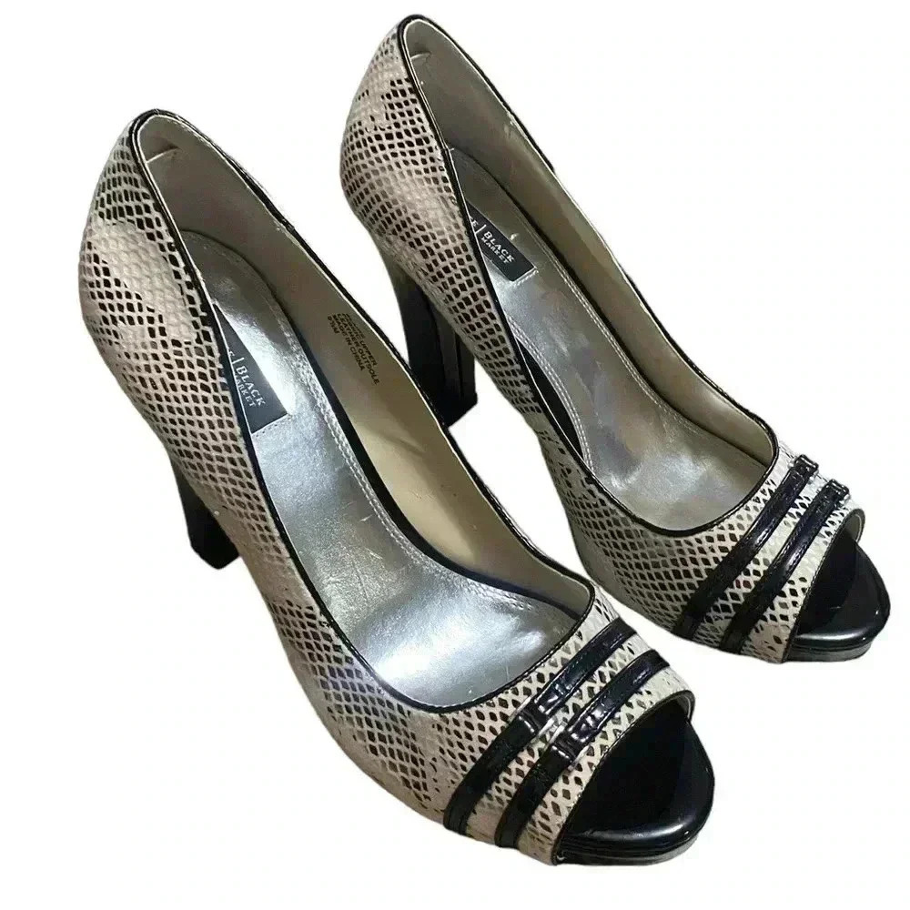 White House Black Market Blair Snakeskin Peep Toe Heels 9.5